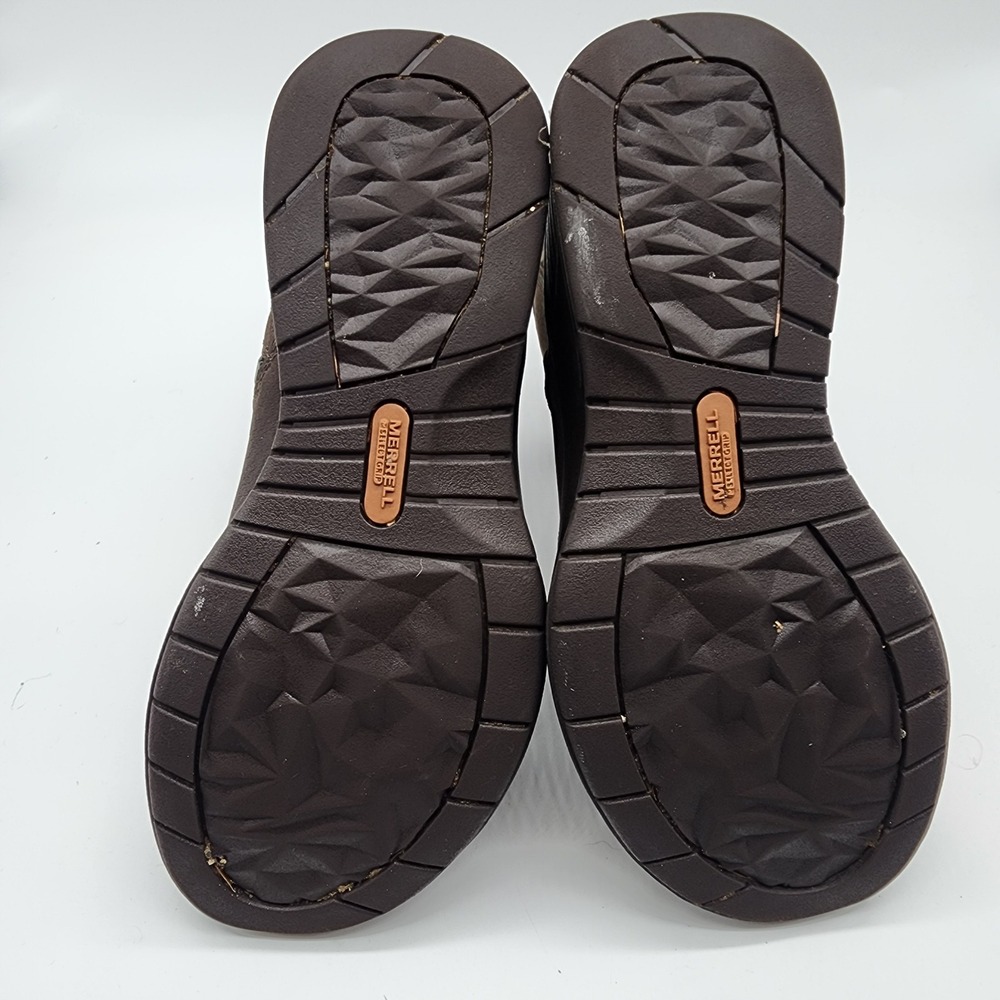 Merrell Clay Waterproof Ankle Boots Womens 5.5 Brown Leather Side Zip Booties - Picture 10 of 10